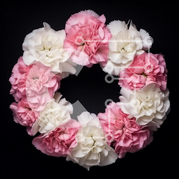 Intra Συλλεκτικό Ξύλινο Παζλ Plywood  4mm - Floral στεφάνι από ροζ και λευκά γαρίφαλα Σε Ξύλινο Κουτί - Διαστάσεις: 10x10 cm – 25 κομμάτια