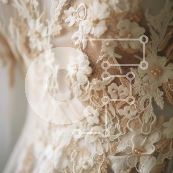 Σετ των 2 Intra Συλλεκτικό Ξύλινο Παζλ Plywood  4mm - Κοντινό πλάνο από περίπλοκο ύφασμα δαντέλας με λουλουδάτα μοτίβα Σε Ξύλινο Κουτί - Διαστάσεις: 10x10 cm – 25 κομμάτια