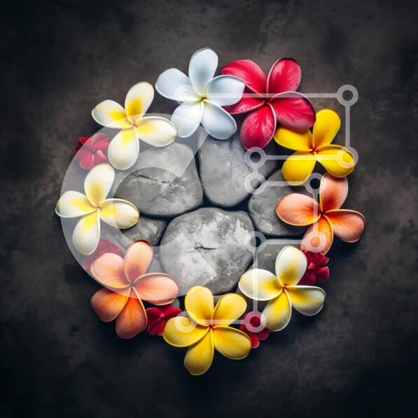 Σετ των 2 Intra Συλλεκτικό Ξύλινο Παζλ Plywood  4mm - Σύνθεση με πολύχρωμα λουλούδια και πέτρες Plumeria Σε Ξύλινο Κουτί - Διαστάσεις: 10x10 cm – 25 κομμάτια