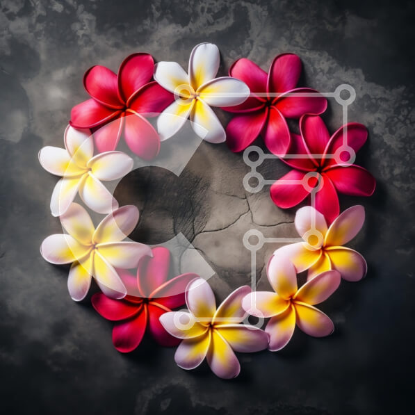 Σετ των 2 Intra Συλλεκτικό Ξύλινο Παζλ Plywood  4mm - Κυκλική διάταξη λουλουδιών Plumeria Σε Ξύλινο Κουτί - Διαστάσεις: 10x10 cm – 25 κομμάτια