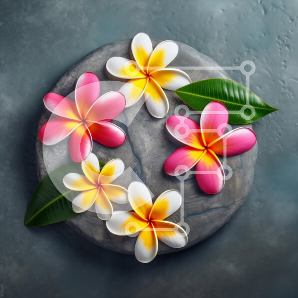 Σετ των 2 Intra Συλλεκτικό Ξύλινο Παζλ Plywood  4mm - Ζωντανά λουλούδια Plumeria σε πέτρα Σε Ξύλινο Κουτί - Διαστάσεις: 10x10 cm – 25 κομμάτια