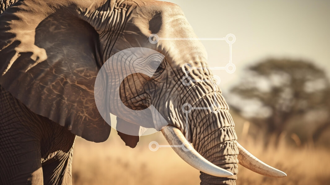 Σετ των 2 Intra Συλλεκτικό Ξύλινο Παζλ Plywood  4mm - Μεγαλοπρεπής ελέφαντας σε φυσικό βιότοπο Σε Ξύλινο Κουτί - Διαστάσεις: 10x10 cm – 25 κομμάτια