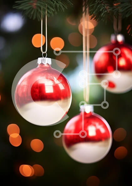 Intra Συλλεκτικό Ξύλινο Παζλ Plywood  4mm - Χριστουγεννιάτικα στολίδια με θολά φώτα Σε Ξύλινο Κουτί - Διαστάσεις: 10x10 cm – 25 κομμάτια