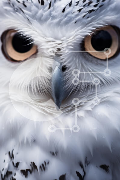 Σετ των 2 Intra Συλλεκτικό Ξύλινο Παζλ Plywood  4mm - Κοντινό πλάνο μιας χιονισμένης κουκουβάγιας Σε Ξύλινο Κουτί - Διαστάσεις: 10x10 cm – 25 κομμάτια