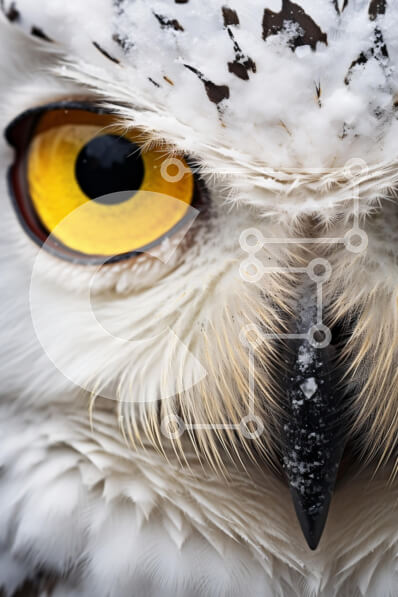 Σετ των 2 Intra Συλλεκτικό Ξύλινο Παζλ Plywood  4mm - Κοντινό πλάνο μιας χιονισμένης κουκουβάγιας με το χιόνι Σε Ξύλινο Κουτί - Διαστάσεις: 10x10 cm – 25 κομμάτια