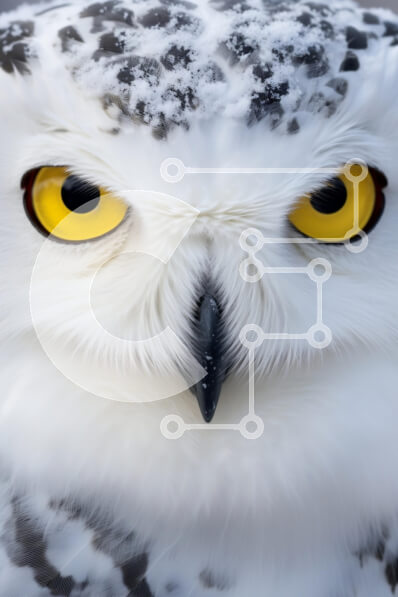 Σετ των 2 Intra Συλλεκτικό Ξύλινο Παζλ Plywood  4mm - Κοντινό πλάνο μιας χιονισμένης κουκουβάγιας Σε Ξύλινο Κουτί - Διαστάσεις: 10x10 cm – 25 κομμάτια