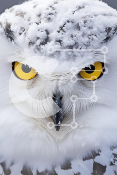 Σετ των 2 Intra Συλλεκτικό Ξύλινο Παζλ Plywood  4mm - Κοντινό πλάνο μιας χιονισμένης κουκουβάγιας το χειμώνα Σε Ξύλινο Κουτί - Διαστάσεις: 10x10 cm – 25 κομμάτια