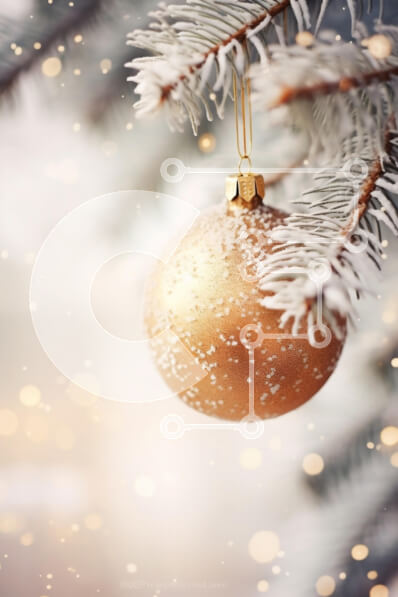 Intra Συλλεκτικό Ξύλινο Παζλ Plywood  4mm - Χρυσό χριστουγεννιάτικο στολίδι στο χιονισμένο αειθαλές κλαδί Σε Ξύλινο Κουτί - Διαστάσεις: 10x10 cm – 25 κομμάτια