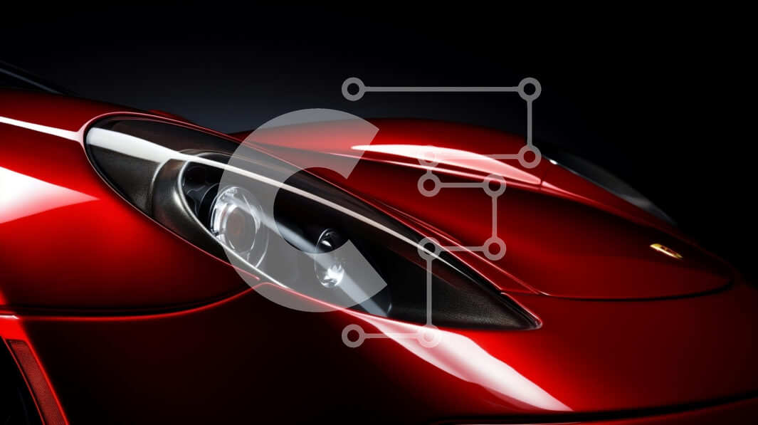 Intra Συλλεκτικό Ξύλινο Παζλ Plywood  4mm - Κοντινό πλάνο ενός κόκκινου αθλητικού αυτοκινήτου Σε Ξύλινο Κουτί - Διαστάσεις Puzzle: 10x10 cm – 25 κομμάτια