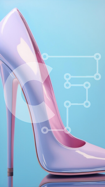 Intra Συλλεκτικό Ξύλινο Παζλ Plywood  4mm - Κομψό ψηλοτάκουνο παπούτσι σε μπλε φόντο Σε Ξύλινο Κουτί - Διαστάσεις Puzzle: 10x10 cm – 25 κομμάτια