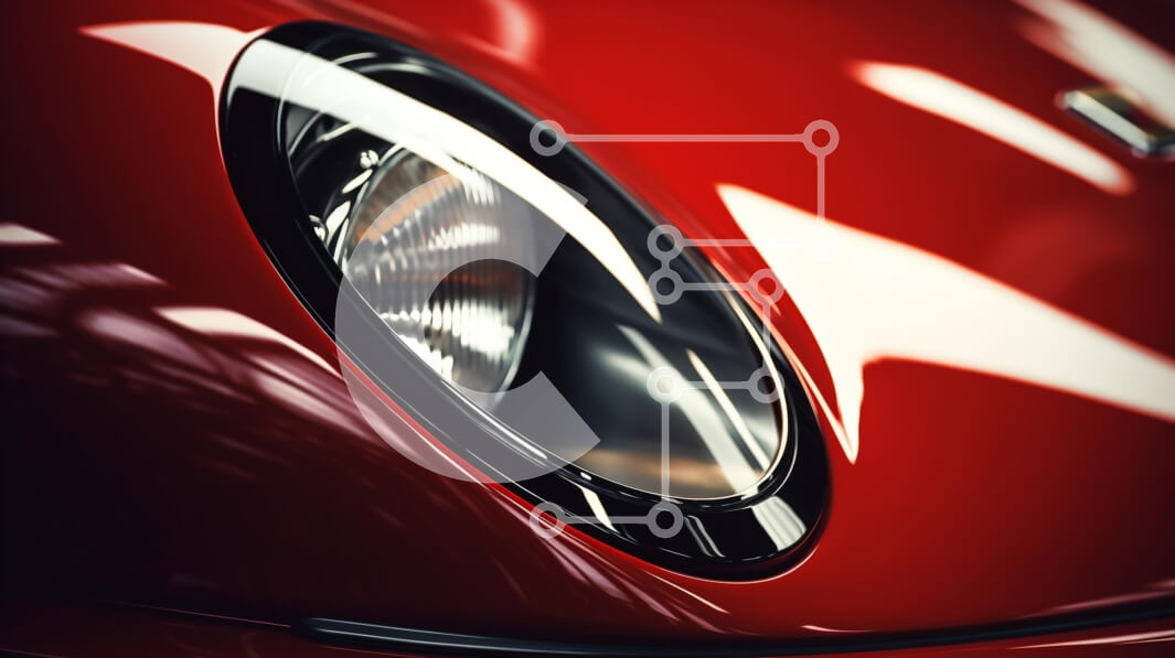 Intra Συλλεκτικό Ξύλινο Παζλ Plywood  4mm - Κοντινό πλάνο ενός κόκκινου προβολέα αυτοκινήτου Σε Ξύλινο Κουτί - Διαστάσεις Puzzle: 10x10 cm – 25 κομμάτια