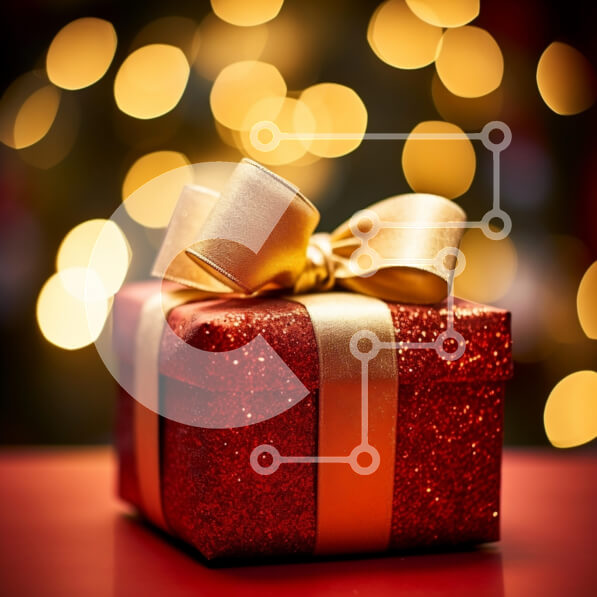 Intra Συλλεκτικό Ξύλινο Παζλ Plywood  4mm - Εορταστικό κόκκινο κουτί δώρου με χρυσό φιόγκο Σε Ξύλινο Κουτί - Διαστάσεις: 10x10 cm – 25 κομμάτια