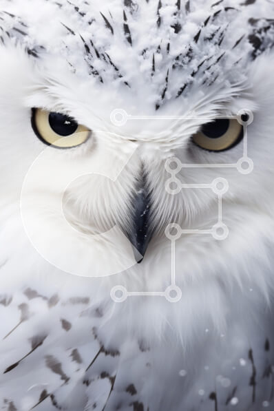 Σετ των 2 Intra Συλλεκτικό Ξύλινο Παζλ Plywood  4mm - Κοντινό πλάνο μιας χιονισμένης κουκουβάγιας το χειμώνα Σε Ξύλινο Κουτί - Διαστάσεις: 10x10 cm – 25 κομμάτια