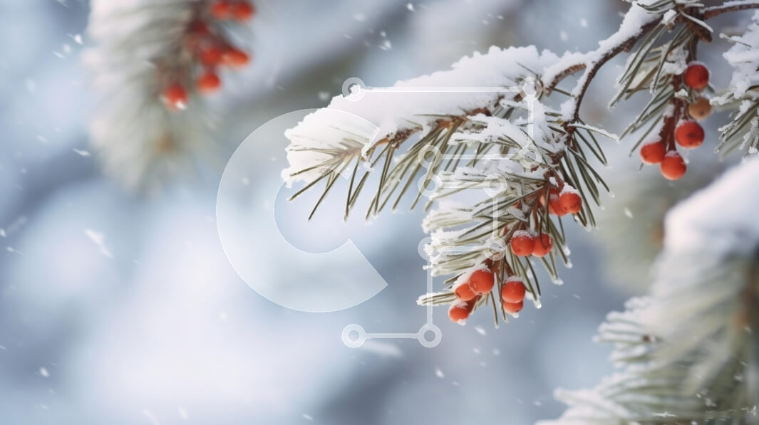 Intra Συλλεκτικό Ξύλινο Παζλ Plywood  4mm - Χιονισμένα κλαδιά με κόκκινα μούρα το χειμώνα Σε Ξύλινο Κουτί - Διαστάσεις: 10x10 cm – 25 κομμάτια