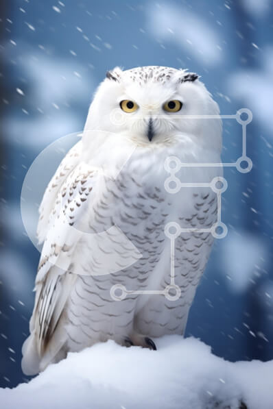 Σετ των 2 Intra Συλλεκτικό Ξύλινο Παζλ Plywood  4mm - Χιονισμένη κουκουβάγια σε χειμερινό σκηνικό Σε Ξύλινο Κουτί - Διαστάσεις: 10x10 cm – 25 κομμάτια