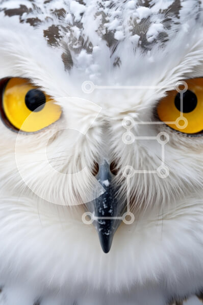 Σετ των 2 Intra Συλλεκτικό Ξύλινο Παζλ Plywood  4mm - Κοντινό πλάνο μιας χιονισμένης κουκουβάγιας με χιονισμένα φτερά Σε Ξύλινο Κουτί - Διαστάσεις: 10x10 cm – 25 κομμάτια