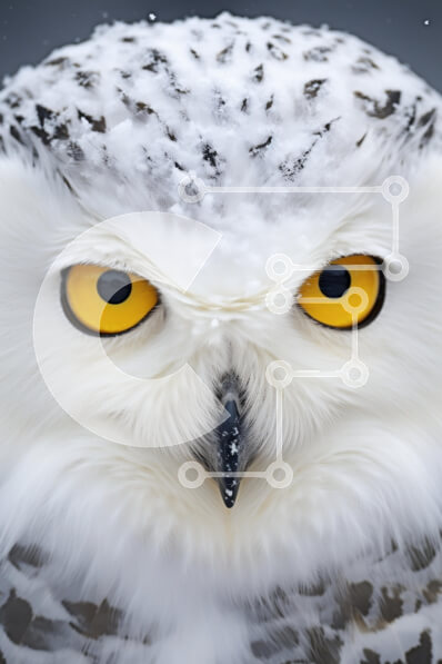 Σετ των 2 Intra Συλλεκτικό Ξύλινο Παζλ Plywood  4mm - Κοντινό πλάνο μιας χιονισμένης κουκουβάγιας το χειμώνα Σε Ξύλινο Κουτί - Διαστάσεις: 10x10 cm – 25 κομμάτια