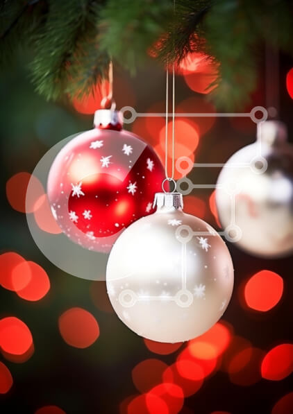 Intra Συλλεκτικό Ξύλινο Παζλ Plywood  4mm - Χριστουγεννιάτικα στολίδια σε κλαδί πεύκου Σε Ξύλινο Κουτί - Διαστάσεις: 10x10 cm – 25 κομμάτια