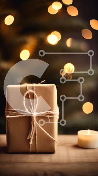 Intra Συλλεκτικό Ξύλινο Παζλ Plywood  4mm - Γιορτινά τυλιγμένο κουτί δώρου με κεριά και χριστουγεννιάτικα φωτάκια Σε Ξύλινο Κουτί - Διαστάσεις: 10x10 cm – 25 κομμάτια