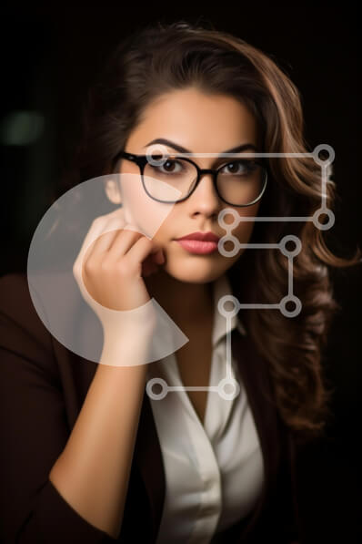 Intra Συλλεκτικό Ξύλινο Παζλ Plywood  4mm - Στοχαστική νεαρή γυναίκα με επαγγελματική ενδυμασία Σε Ξύλινο Κουτί - Διαστάσεις Puzzle: 10x10 cm – 25 κομμάτια