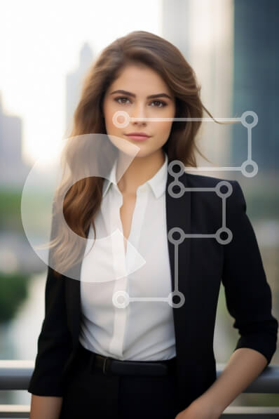 Intra Συλλεκτικό Ξύλινο Παζλ Plywood  4mm - Νεαρή γυναίκα με επαγγελματική ενδυμασία σε αστικό περιβάλλον Σε Ξύλινο Κουτί - Διαστάσεις Puzzle: 10x10 cm – 25 κομμάτια