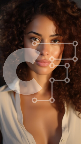 Intra Συλλεκτικό Ξύλινο Παζλ Plywood  4mm - Πορτρέτο μιας γυναίκας με σγουρά μαλλιά σε απαλό φωτισμό Σε Ξύλινο Κουτί - Διαστάσεις Puzzle: 10x10 cm – 25 κομμάτια