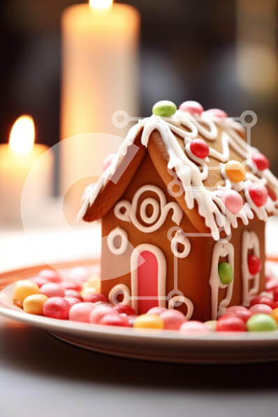 Intra Συλλεκτικό Ξύλινο Παζλ Plywood  4mm - Διακοσμημένο μελόψωμο σπίτι με καραμέλες Σε Ξύλινο Κουτί - Διαστάσεις: 10x10 cm – 25 κομμάτια