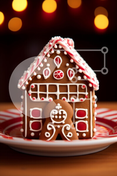 Intra Συλλεκτικό Ξύλινο Παζλ Plywood  4mm - Διακοσμημένο μελόψωμο σπίτι με εορταστικό φόντο Σε Ξύλινο Κουτί - Διαστάσεις: 10x10 cm – 25 κομμάτια