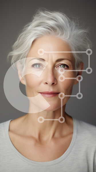 Intra Συλλεκτικό Ξύλινο Παζλ Plywood  4mm - Πορτρέτο μιας γυναίκας με ασημένια μαλλιά και πράσινα μάτια Σε Ξύλινο Κουτί - Διαστάσεις Puzzle: 10x10 cm – 25 κομμάτια