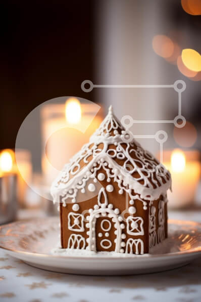 Intra Συλλεκτικό Ξύλινο Παζλ Plywood  4mm - Διακοσμημένο μελόψωμο σπίτι με το φως των κεριών Σε Ξύλινο Κουτί - Διαστάσεις: 10x10 cm – 25 κομμάτια