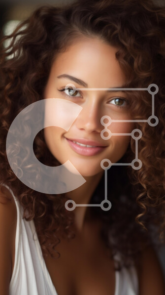 Intra Συλλεκτικό Ξύλινο Παζλ Plywood  4mm - Χαμογελαστή γυναίκα με σγουρά μαλλιά Σε Ξύλινο Κουτί - Διαστάσεις Puzzle: 10x10 cm – 25 κομμάτια