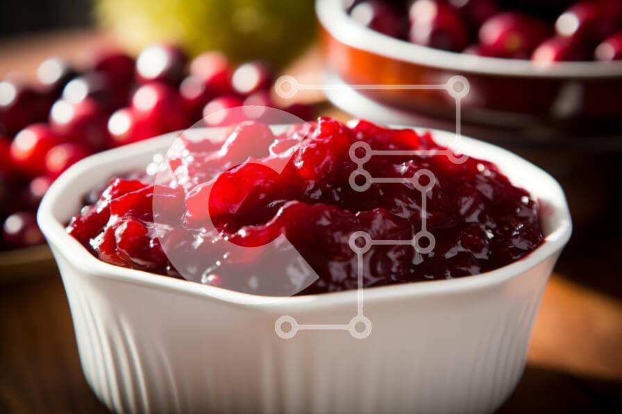 Σετ των 2 Intra Συλλεκτικό Ξύλινο Παζλ Plywood  4mm - Σάλτσα Cranberry σε λευκό μπολ με φρέσκα cranberries Σε Ξύλινο Κουτί - Διαστάσεις: 10x10 cm – 25 κομμάτια