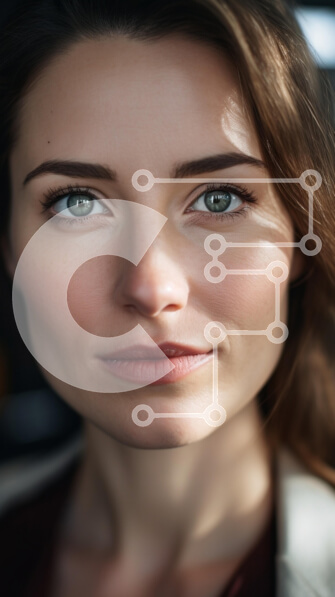 Intra Συλλεκτικό Ξύλινο Παζλ Plywood  4mm - Κοντινό πλάνο πορτρέτο μιας γυναίκας με πράσινα μάτια Σε Ξύλινο Κουτί - Διαστάσεις Puzzle: 10x10 cm – 25 κομμάτια