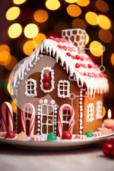 Intra Συλλεκτικό Ξύλινο Παζλ Plywood  4mm - Διακοσμημένο μελόψωμο σπίτι με γιορτινά φώτα Σε Ξύλινο Κουτί - Διαστάσεις: 10x10 cm – 25 κομμάτια