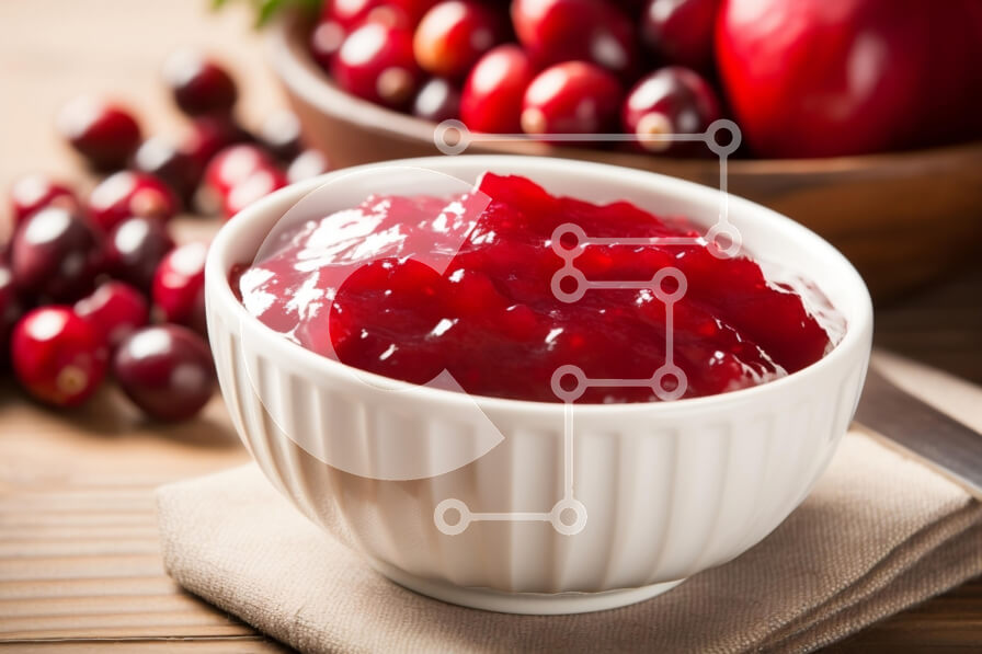 Σετ των 2 Intra Συλλεκτικό Ξύλινο Παζλ Plywood  4mm - Σάλτσα Cranberry σε ένα μπολ με φρέσκα υλικά Σε Ξύλινο Κουτί - Διαστάσεις: 10x10 cm – 25 κομμάτια