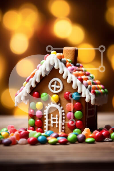 Σετ των 2 Intra Συλλεκτικό Ξύλινο Παζλ Plywood  4mm - Εορταστικά διακοσμημένο σπίτι με μελόψωμο Σε Ξύλινο Κουτί - Διαστάσεις: 10x10 cm – 25 κομμάτια