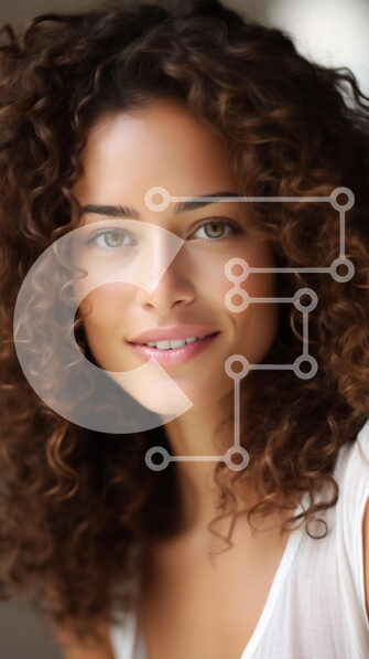 Intra Συλλεκτικό Ξύλινο Παζλ Plywood  4mm - Πορτρέτο μιας χαμογελαστής γυναίκας με σγουρά μαλλιά Σε Ξύλινο Κουτί - Διαστάσεις Puzzle: 10x10 cm – 25 κομμάτια