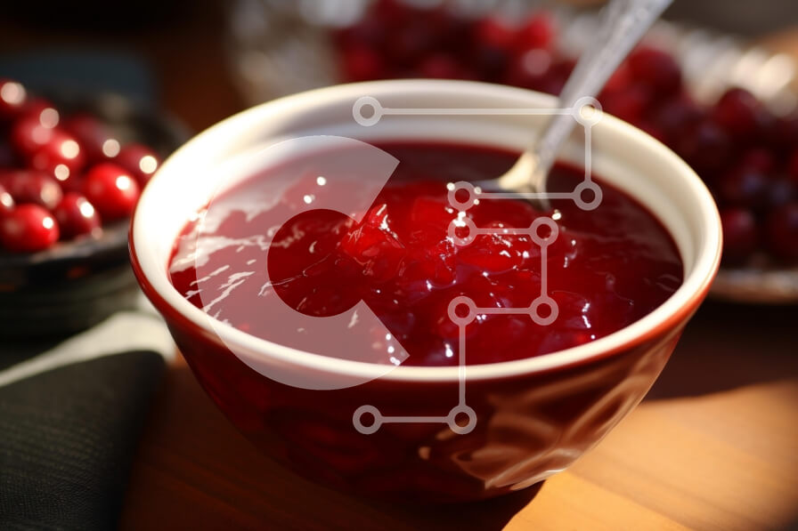 Σετ των 2 Intra Συλλεκτικό Ξύλινο Παζλ Plywood  4mm - Σάλτσα Cranberry σε ένα μπολ με φρέσκα Cranberries Σε Ξύλινο Κουτί - Διαστάσεις: 10x10 cm – 25 κομμάτια