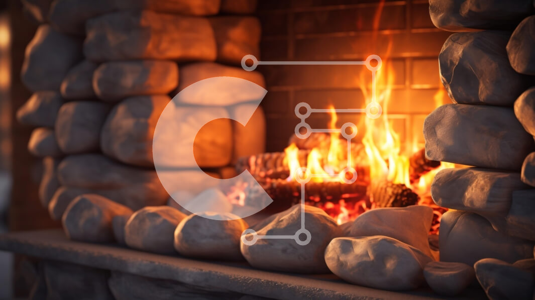 Intra Συλλεκτικό Ξύλινο Παζλ Plywood  4mm - Άνετο τζάκι με πέτρινο τζάκι Σε Ξύλινο Κουτί - Διαστάσεις Puzzle: 10x10 cm – 25 κομμάτια