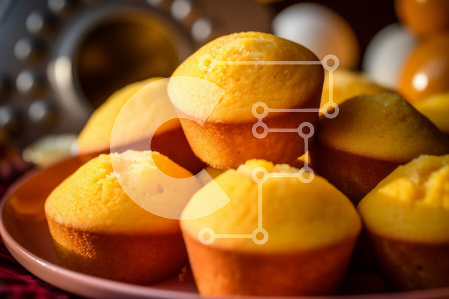 Σετ των 2 Intra Συλλεκτικό Ξύλινο Παζλ Plywood  4mm - Χρυσά Muffins σε ένα πιάτο Σε Ξύλινο Κουτί - Διαστάσεις: 10x10 cm – 25 κομμάτια