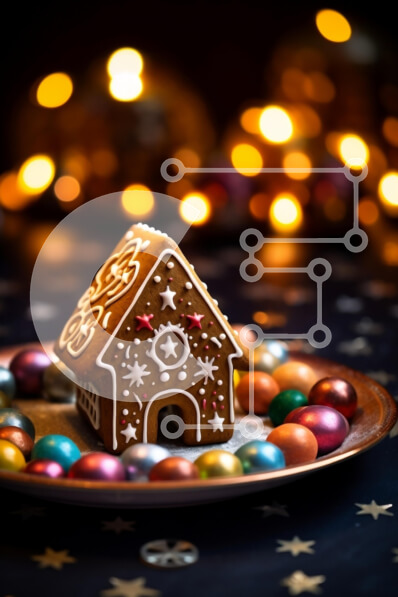 Intra Συλλεκτικό Ξύλινο Παζλ Plywood  4mm - Διακοσμημένο μελόψωμο σπίτι με πολύχρωμα στολίδια Σε Ξύλινο Κουτί - Διαστάσεις: 10x10 cm – 25 κομμάτια