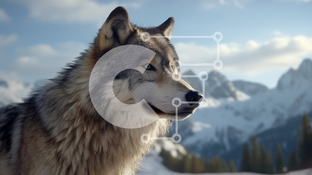 Intra Συλλεκτικό Ξύλινο Παζλ Plywood  4mm - Μεγαλοπρεπής λύκος στο ορεινό τοπίο Σε Ξύλινο Κουτί - Διαστάσεις: 10x10 cm – 25 κομμάτια