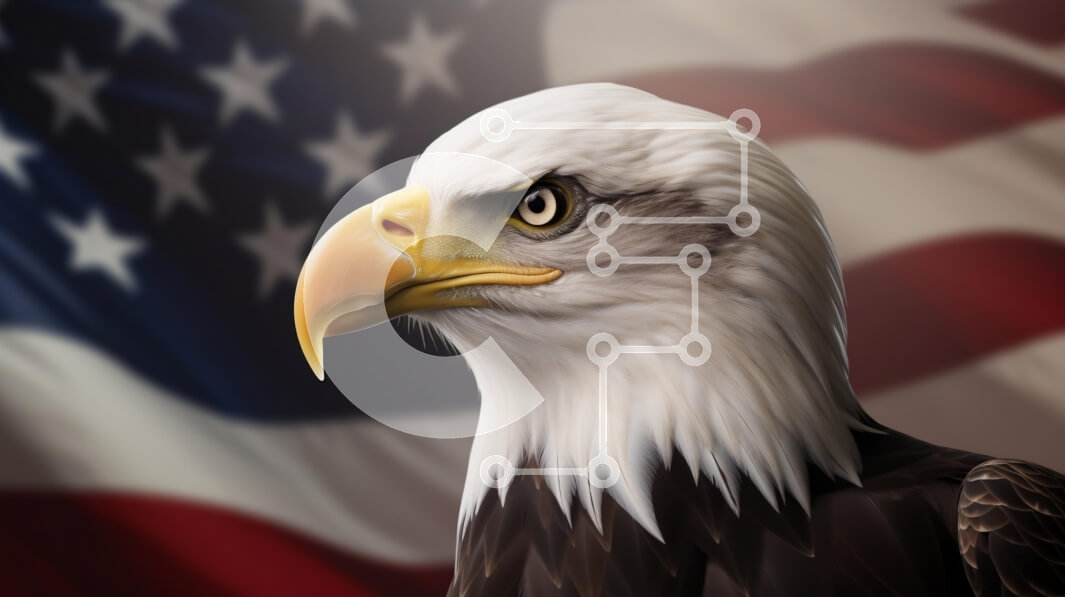 Intra Συλλεκτικό Ξύλινο Παζλ Plywood  4mm - Φαλακρός αετός κατά της αμερικανικής σημαίας Σε Ξύλινο Κουτί - Διαστάσεις: 10x10 cm – 25 κομμάτια