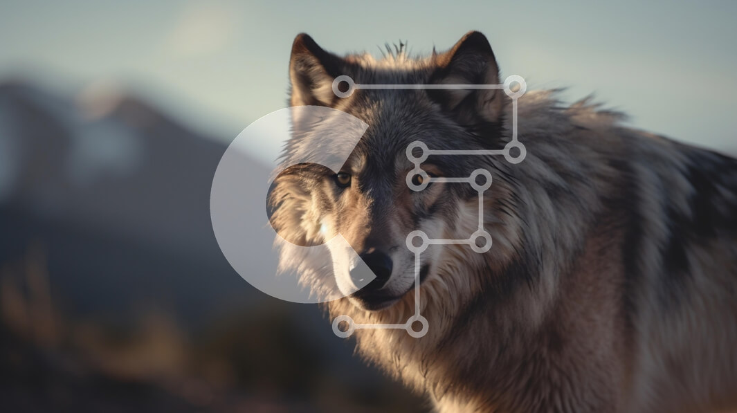 Intra Συλλεκτικό Ξύλινο Παζλ Plywood  4mm - Κοντινό πλάνο ενός μεγαλειώδους λύκου στη φύση Σε Ξύλινο Κουτί - Διαστάσεις: 10x10 cm – 25 κομμάτια