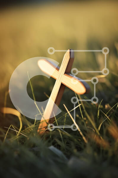 Intra Συλλεκτικό Ξύλινο Παζλ Plywood  4mm - Ξύλινος σταυρός σε γρασίδι Σε Ξύλινο Κουτί - Διαστάσεις Puzzle: 10x10 cm – 25 κομμάτια