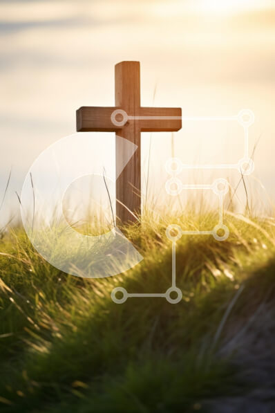 Intra Συλλεκτικό Ξύλινο Παζλ Plywood  4mm - Ξύλινος σταυρός σε γρασίδι με απαλό φως του ήλιου Σε Ξύλινο Κουτί - Διαστάσεις Puzzle: 10x10 cm – 25 κομμάτια