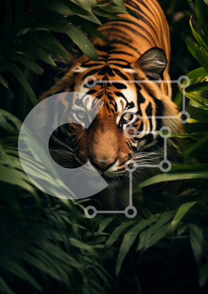 Σετ των 2 Intra Συλλεκτικό Ξύλινο Παζλ Plywood  4mm - Τίγρη σε πυκνό φύλλωμα Σε Ξύλινο Κουτί - Διαστάσεις: 10x10 cm – 25 κομμάτια