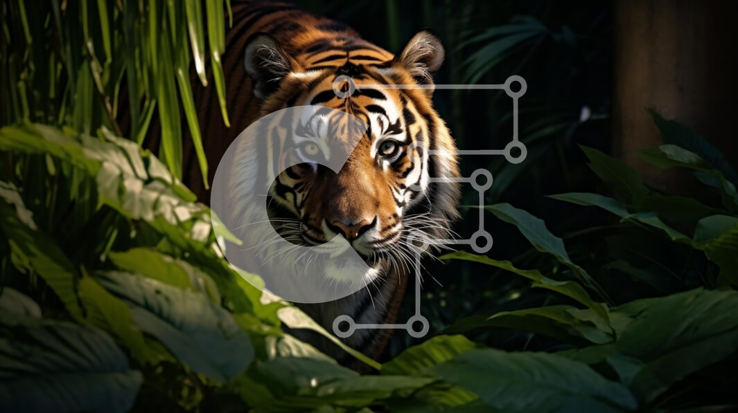 Σετ των 2 Intra Συλλεκτικό Ξύλινο Παζλ Plywood  4mm - Τίγρης στη ζούγκλα Σε Ξύλινο Κουτί - Διαστάσεις: 10x10 cm – 25 κομμάτια