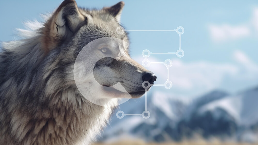 Σετ των 2 Intra Συλλεκτικό Ξύλινο Παζλ Plywood  4mm - Προφίλ ενός λύκου σε φόντο βουνών Σε Ξύλινο Κουτί - Διαστάσεις: 10x10 cm – 25 κομμάτια