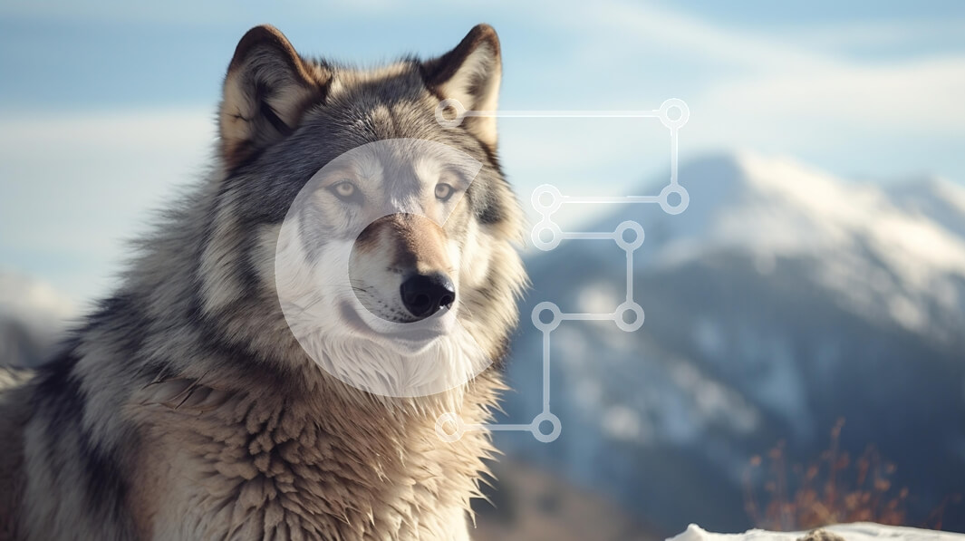 Σετ των 2 Intra Συλλεκτικό Ξύλινο Παζλ Plywood  4mm - Μεγαλοπρεπής λύκος σε ορεινό τοπίο Σε Ξύλινο Κουτί - Διαστάσεις: 10x10 cm – 25 κομμάτια